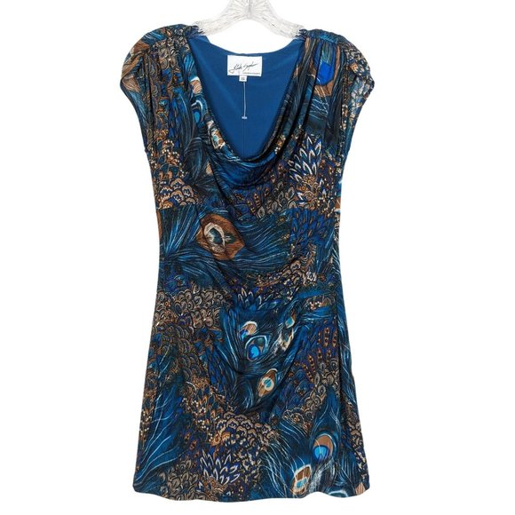 Linda Segal Vintage 1990's peacock abstract print empire waist mini dress S‎ - Picture 9 of 12